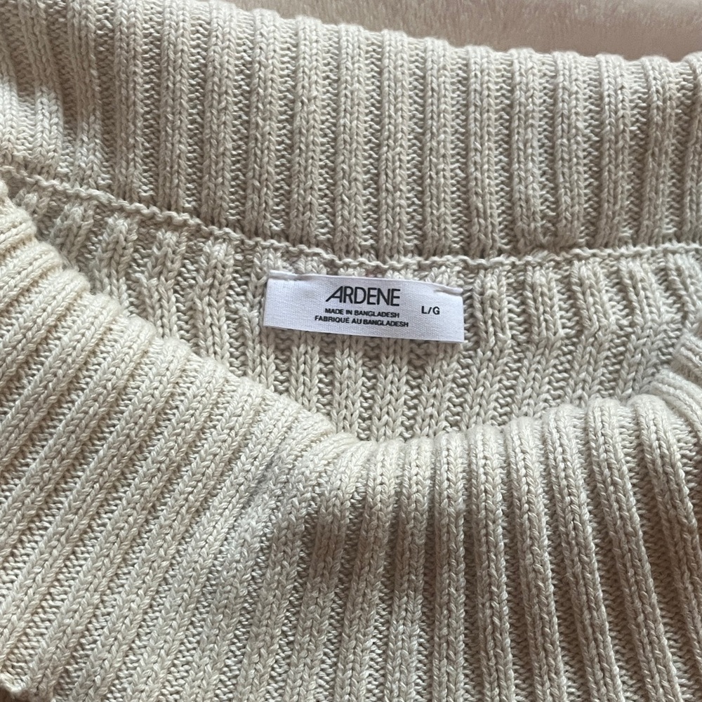 Ardene Off-Shoulder Ribbed Sweater - Light Gray - Picture 2 of 3